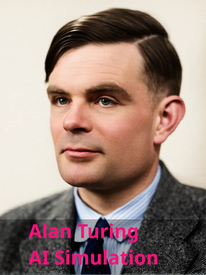 A colorized simulation of Alan Turing